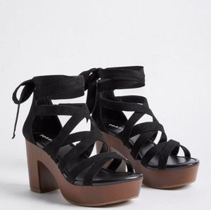 Torrid Ankle Wrap Wood Block Heel (WW)